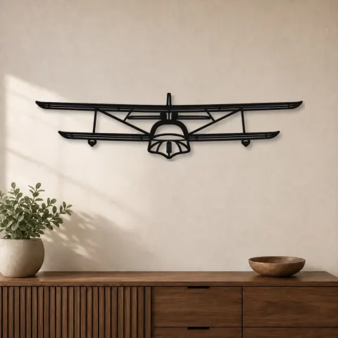 Silhouette d'avion Super Petrel LS Front en métal, Décoration murale en métal, Décor aéronautique, Décor d'aviation