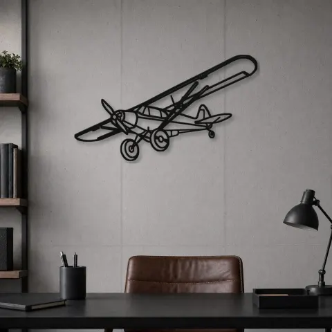 Vue alternative de Silhouette d'avion Super Cub en métal, Décoration murale en métal, Décor aéronautique, Décor d'aviation