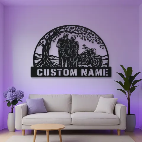 Personalized Grandparents Grandchildren Motorcycle Metal Wall Art alternate view