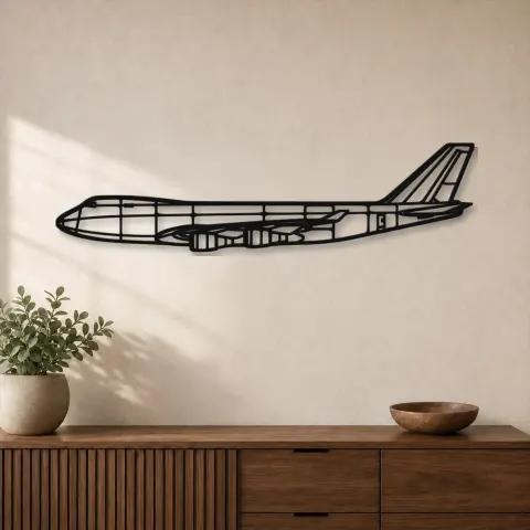 Silhouette d'avion en métal 747-400F, décoration murale en métal, décoration aéronautique, cadeau pour pilote