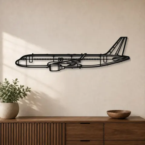 Silhouette d'avion A320 en métal, décoration murale en métal, décoration aéronautique, décoration d'aviation