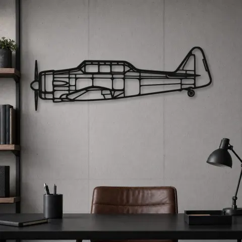 Vue alternative de Silhouette d'avion T-6G Texan en métal, Décoration murale en métal, Décor aéronautique, Décor d'aviation