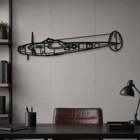 Vue alternative de Silhouette d'avion en métal P-38L Lightning 1945, décoration murale aéronautique