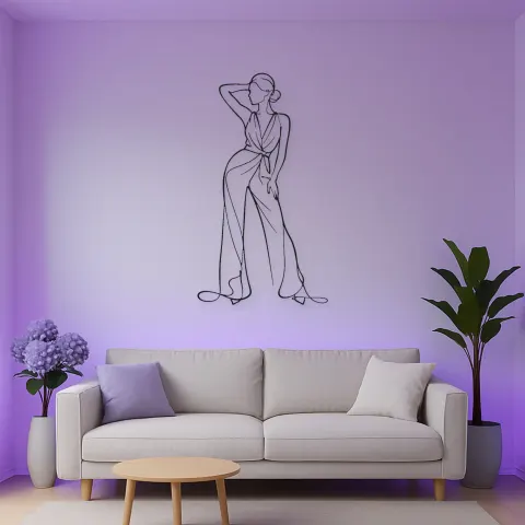 Vue alternative de Décoration murale en métal "Pose d'une combinaison élégante" | Décor mural figure de mode