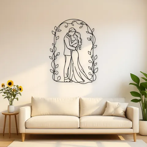 Cartel de metal pareja arco romántico | Decoración pareja romántica