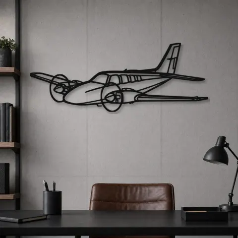 Vue alternative de Silhouette d'avion Baron 58 en métal, Décoration murale en métal, Décor aéronautique, Cadeau pour aviateur
