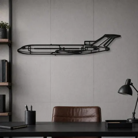 Vue alternative de Silhouette d'avion en métal 727, décoration murale en métal, décoration aéronautique, cadeau pour pilote