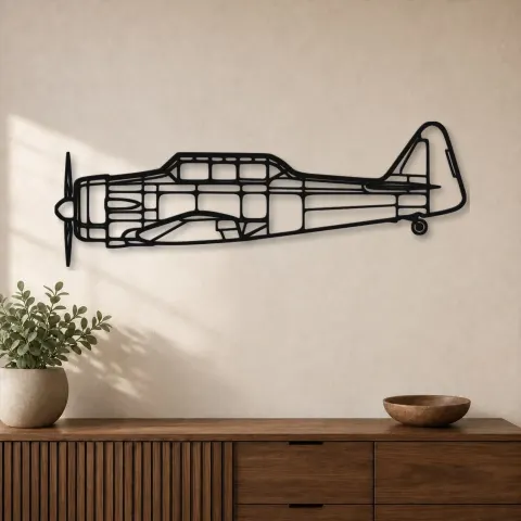 Silhouette d'avion T-6G Texan en métal, Décoration murale en métal, Décor aéronautique, Décor d'aviation