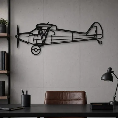 Vue alternative de Silhouette d'avion en métal PA-12 Super Cruiser, décoration murale aéronautique