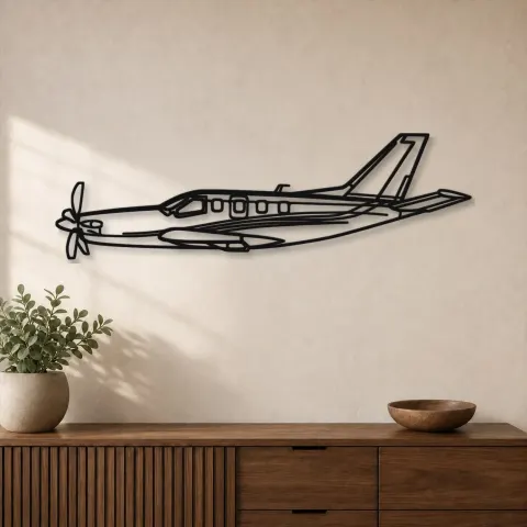 Silhouette d'avion TBM en métal, Décoration murale en métal, Décor aéronautique, Décor d'aviation