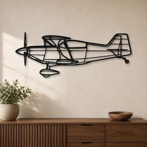 Silhouette de l'avion Pitts S2-C en métal, décoration murale en métal, décoration aéronautique, décoration d'aviateur