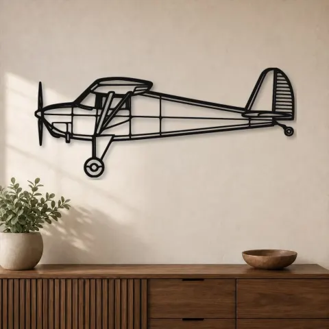 Silhouette en métal d'avion Luscombe 8A, décoration murale en métal, décoration aéronautique, décoration d'aviation