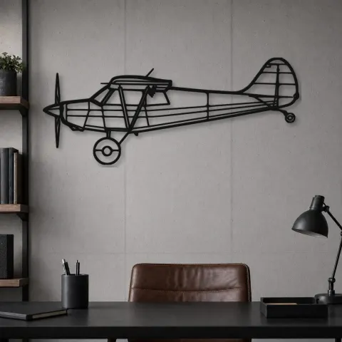 Vue alternative de Silhouette d'avion Husky A-1C en métal, Décoration murale aéronautique