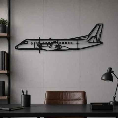 Vue alternative de Silhouette en métal d'avion 340B Plus, décoration murale en métal, décoration aéronautique, cadeau pour pilote
