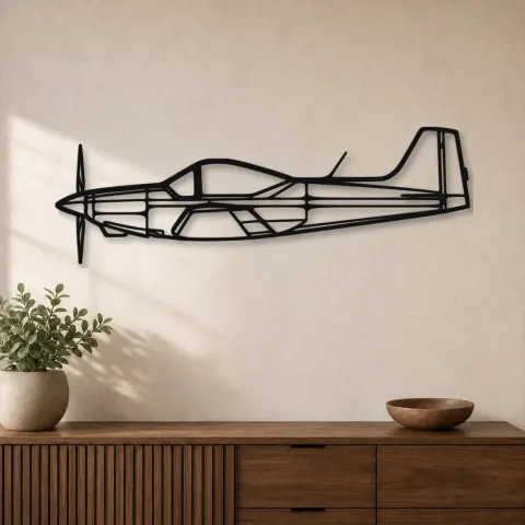 Silhouette en métal d'avion Falco F8L, décoration murale en métal, décoration aéronautique, cadeau pour aviateurs