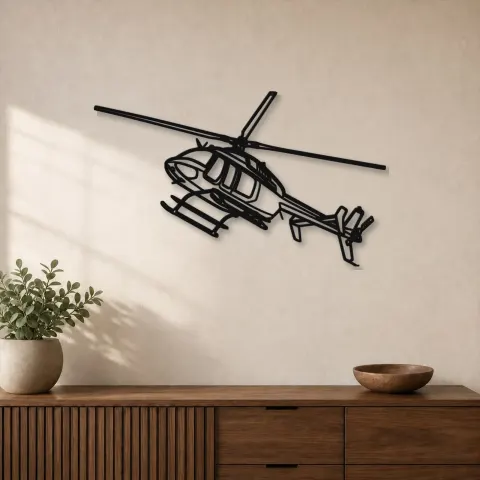 Silhouette en métal d'hélicoptère 407GX Angle, décoration murale, cadeau d'anniversaire, silhouette d'appareil
