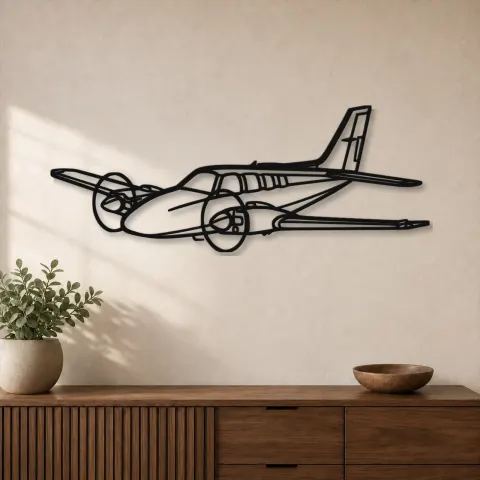 Silhouette d'avion Baron 58 en métal, Décoration murale en métal, Décor aéronautique, Cadeau pour aviateur