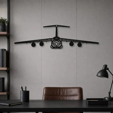 Vue alternative de Silhouette en métal d'avion C-5 Galaxy Front, Décoration murale en métal, Décor aéronautique, Cadeau pour aviateur