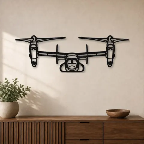 Silhouette d'avion en métal MV-22 Osprey Front, décoration murale aéronautique
