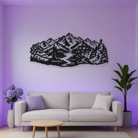 Vista alternativa de Four Seasons Peaks Metal Wall Art | Modern Abstract Metal Decor
