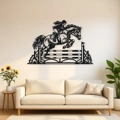 Show Jumping Moment Metal Wall Art | Equestrian Wall Decor