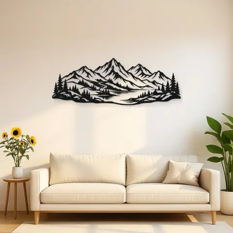 Soft Scandinavian Peaks Metal Wall Art | Modern Abstract Metal Decor