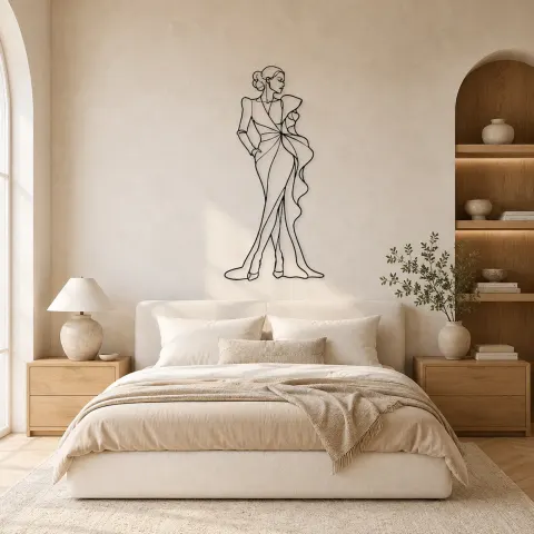 Vue alternative de Décoration murale en métal Modèle à Manches Couture | Décor Mural Figure de Mode