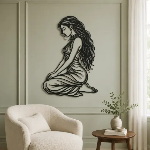 Vue alternative de Kneeling Side Pose Metal Wall Art | Movement Silhouette Decor