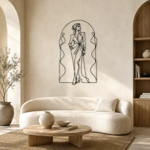 Décoration murale en métal Modèle Couture Arc | Décor mural figure de mode