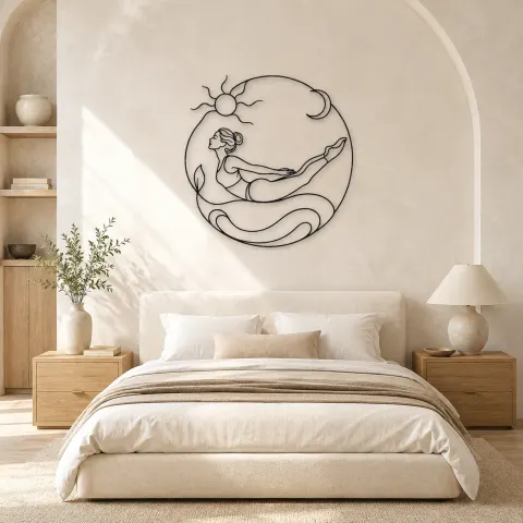 Vue alternative de Décoration murale en métal Locust Pose Strength | Décor mural pour le yoga et la méditation