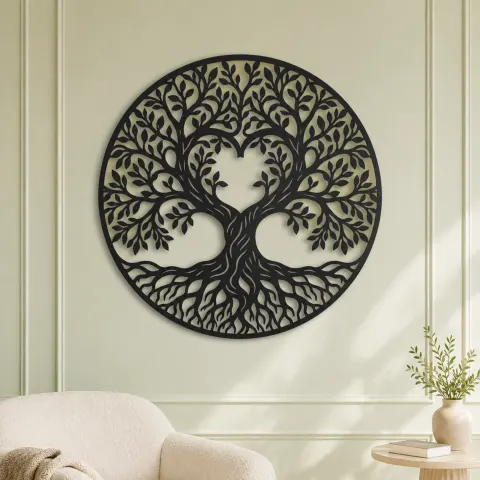 Vue alternative de Heart Shaped Tree Metal Wall Art | Botanical Metal Wall Decor