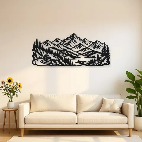 Mountain Road Journey Metal Wall Art | Travel and City Wall Decor