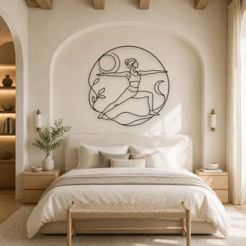 Vista alternativa de Cartel de metal personalizado Peaceful Warrior Curve | Decoración mural de yoga y meditación