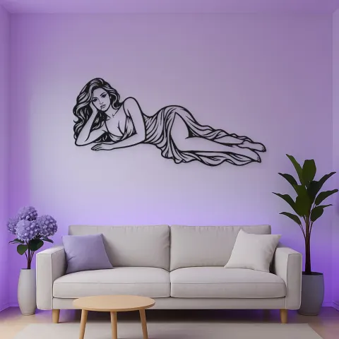 Vue alternative de Reclining Side Line Metal Wall Art | Minimalist Woman Line Art