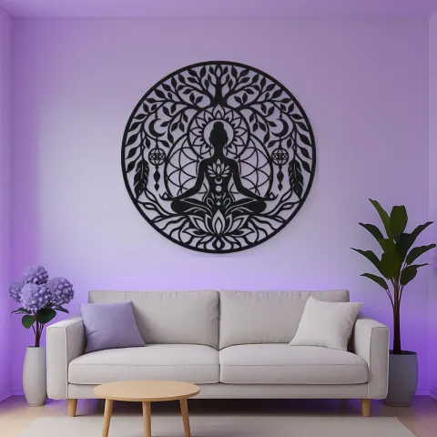 Vista alternativa de Meditation Silhouette Circle Metal Wall Art | Movement Silhouette Decor