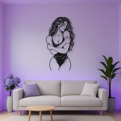 Self Embrace Torso Metal Wall Art | Minimalist Woman Line Art alternative Ansicht