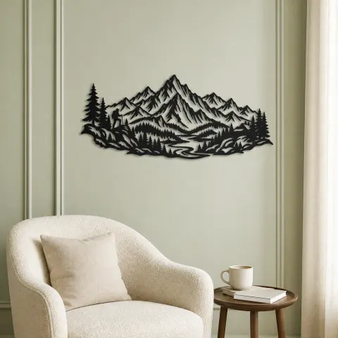 Vue alternative de Jagged Adventure Range Metal Wall Art | Nature Silhouette Decor