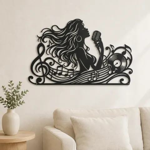 Singer Silhouette Metal Wall Art | Music Room Wall Decor