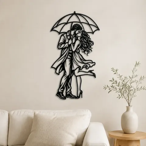 Under One Umbrella Metal Wall Art | Romantic Couple Decor