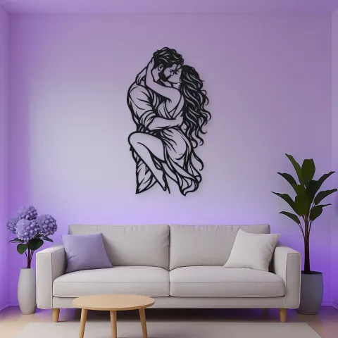 Vue alternative de Wrapped in Arms Metal Wall Art | Romantic Couple Decor