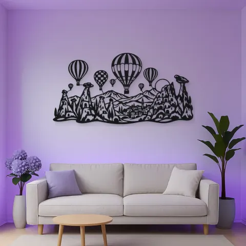 Vue alternative de Cappadocia Balloons Metal Wall Art | Travel and City Wall Decor