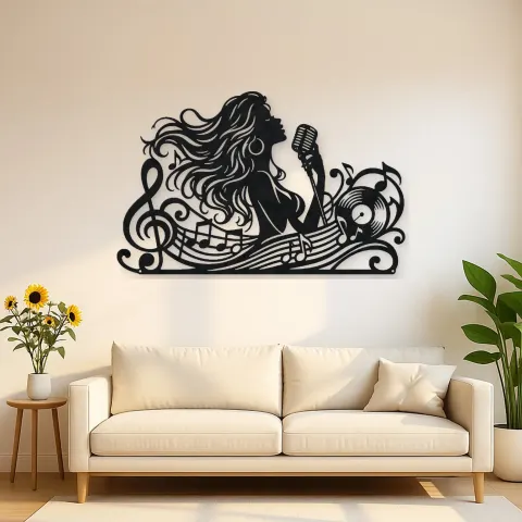 Singer Silhouette Metal Wall Art | Music Room Wall Decor