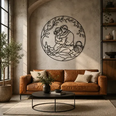 Vue alternative de Décoration murale en métal "Étreinte de pique-nique" | Décor romantique pour couple