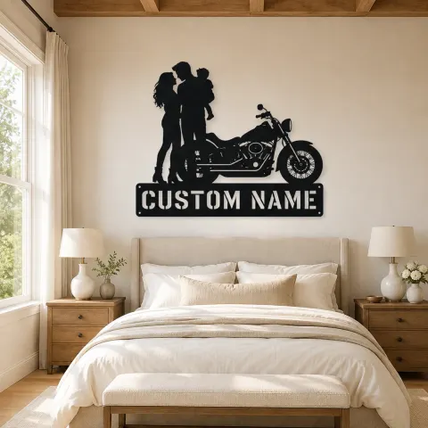 Vue alternative de Décoration murale en métal personnalisée pour famille avec cruiser et enfant