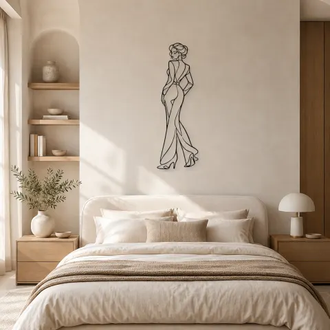 Vue alternative de Décoration murale en métal "Pose de défilé" | Décor mural figure de mode