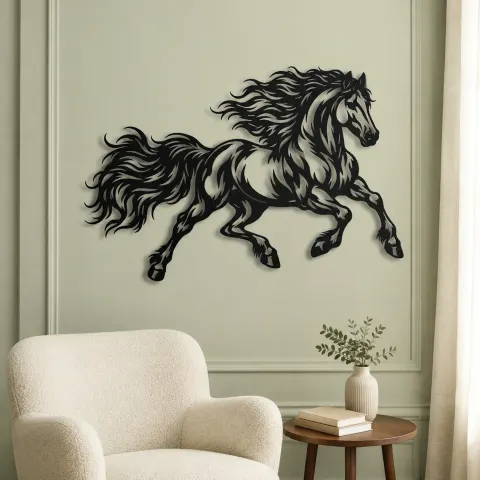 Vue alternative de Running Stallion Metal Wall Art | Equestrian Wall Decor