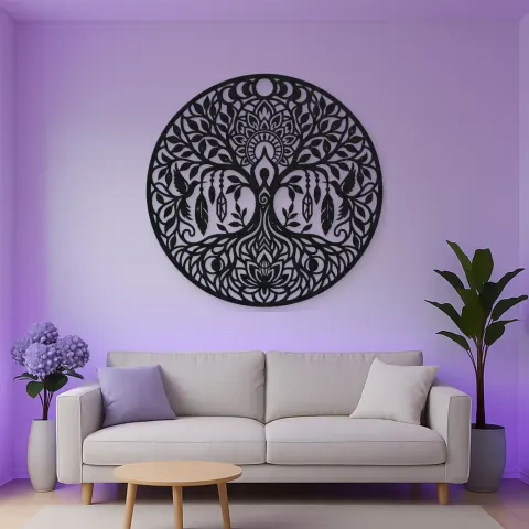 Vista alternativa de Tree Mandala Fusion Metal Wall Art | Botanical Metal Wall Decor