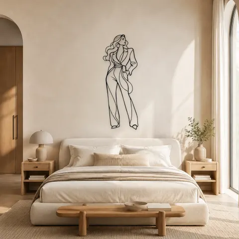 Vue alternative de Décoration murale en métal modèle combinaison ajustée | Décor mural figure de mode