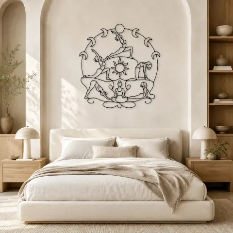 Vue alternative de Séquence de lune de yoga | Décoration murale de yoga et méditation