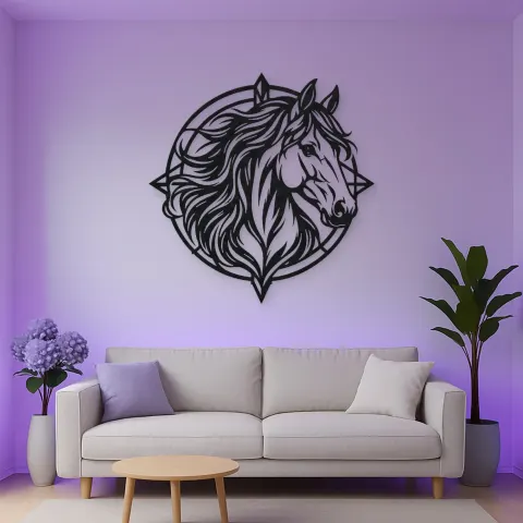 Horse Head Geometric Metal Wall Art | Equestrian Wall Decor alternative Ansicht